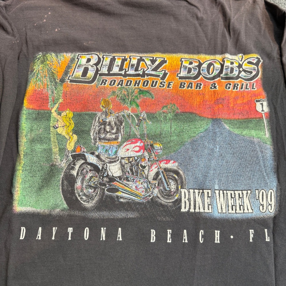 Vintage 1999 Billy Bobs Roadhouse Daytona Bike Week Long Sleeve Pocket T-Shirt L - Picture 2 of 11